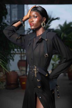The Gilded Tri-Belted Shirt Dress – Udiahgebi 29 collection