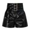 Tri-Belted Faux Leather Shorts – Udiahgebi 29 collection