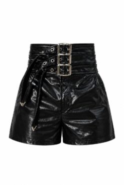 Tri-Belted Faux Leather Shorts – Udiahgebi 29 collection
